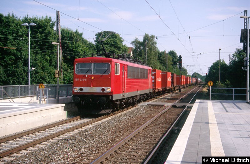 Bild: 155 234 erreicht den Bahnhof Verden (Aller) in Richtung Bremen.