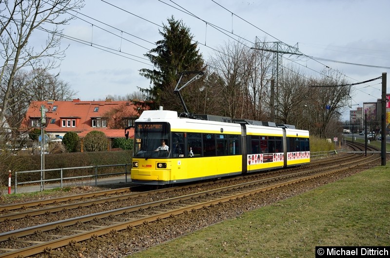 Bild: 1508 als Linie 16 kurz vor der Haltestelle Landsberger Allee/Rhinstr.