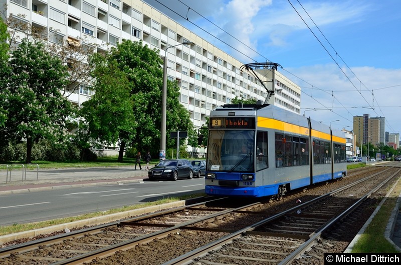 1156 als Linie 9 kurz vor der Haltestelle Härtelstr.