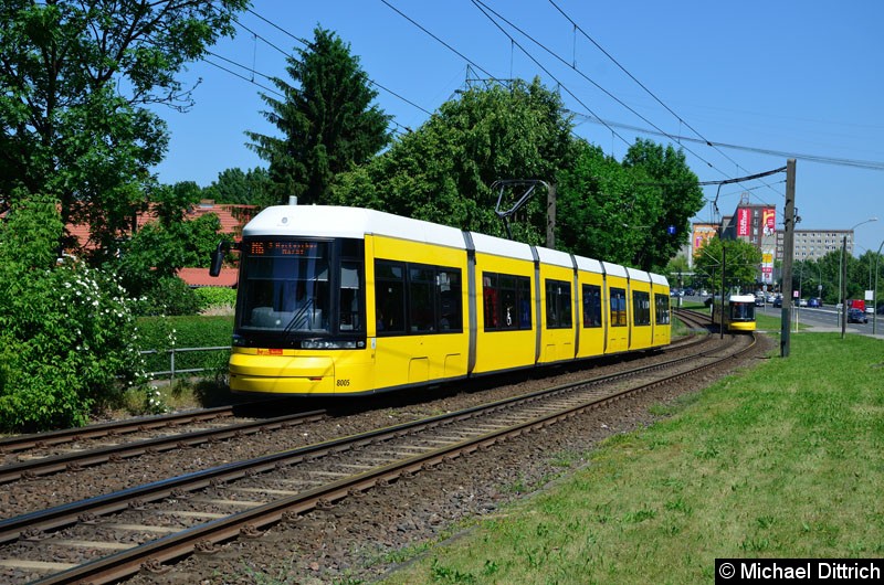 Bild: 8005 als Linie M6 kurz vor der Haltestelle Landsberger Allee/Rhinstr.
