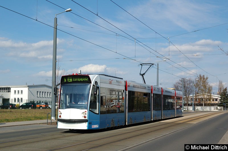 Bild: 643 als Linie 1 kurz vor der Haltestelle Mittelhäuser Str.