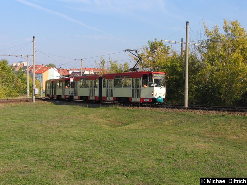 Bild: Selten sieht man eine Doppeltraktion im Einsatz.
Hier der 228 und 229 auf dem Weg nach Neuberesinchen.