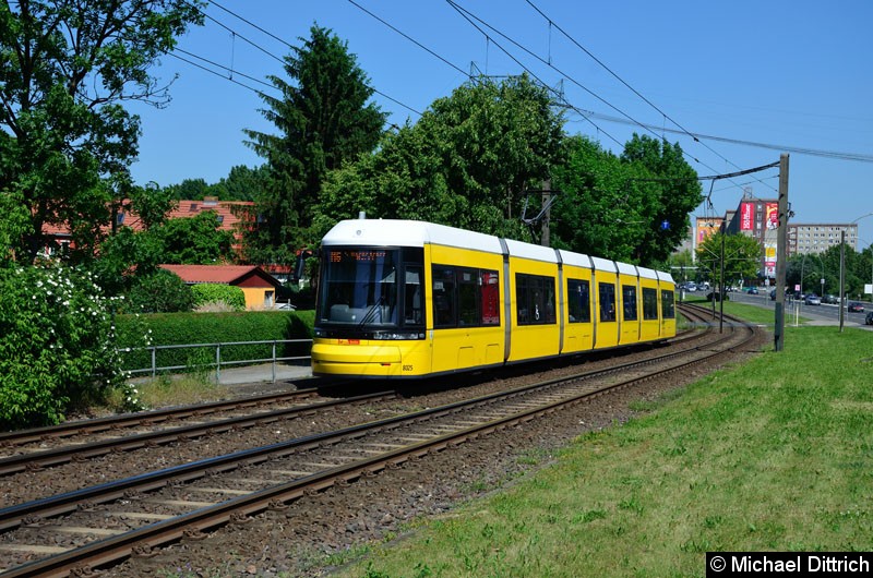 Bild: 8025 als Linie M6 kurz vor der Haltestelle Landsberger Allee/Rhinstr.