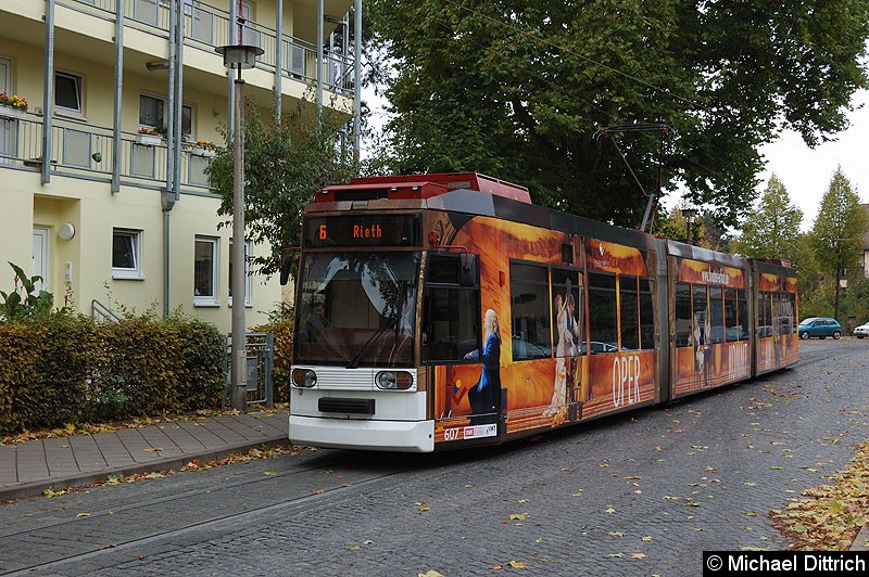 Bild: MGT6D/E 607 als Linie 6 an der Haltestelle Steigerstraße.