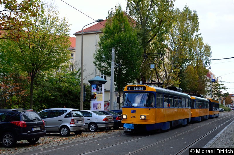 Bild: 2115 + 2187 + 904 als Linie 1E in der Michaelisstr.