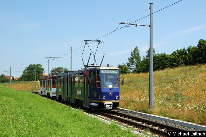 Bild: KT4D 508 und 509 als Linie 4 in Bindersleben.