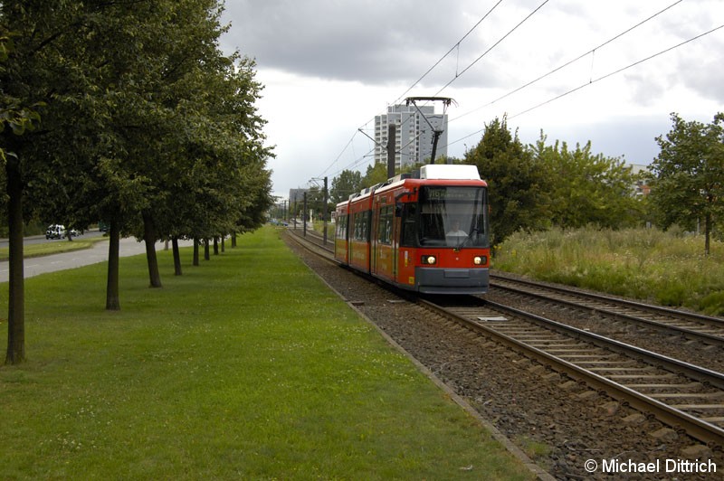 Bild: 1065 als Linie M6 hinter der Haltestelle Marzahner Prommenade.