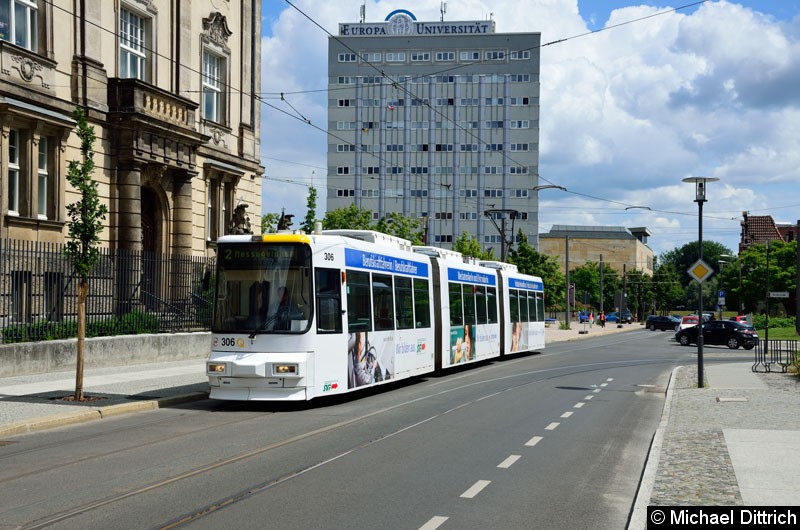 Bild: Wagen 306 als Linie 2 in der Logenstraße.