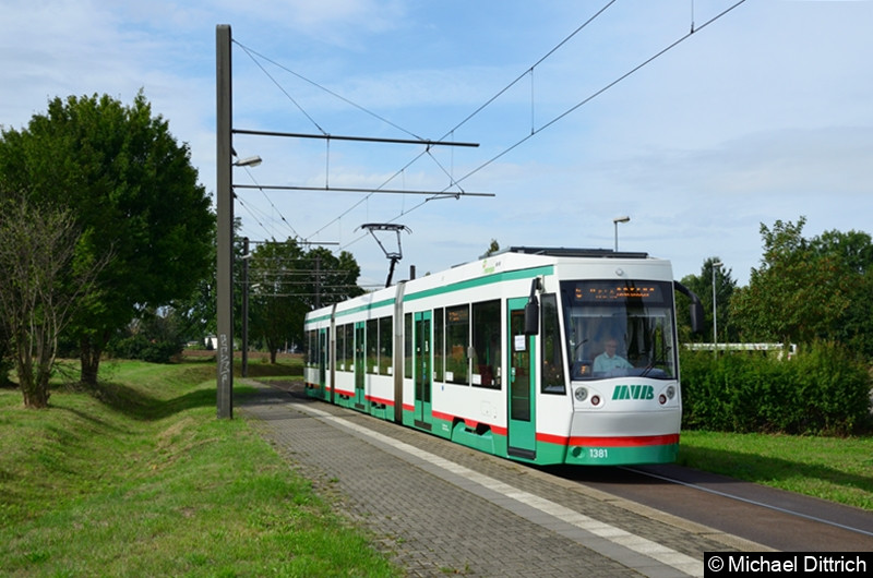Bild: 1381 als Linie 6 an der Endhaltestelle Diesdorf.
