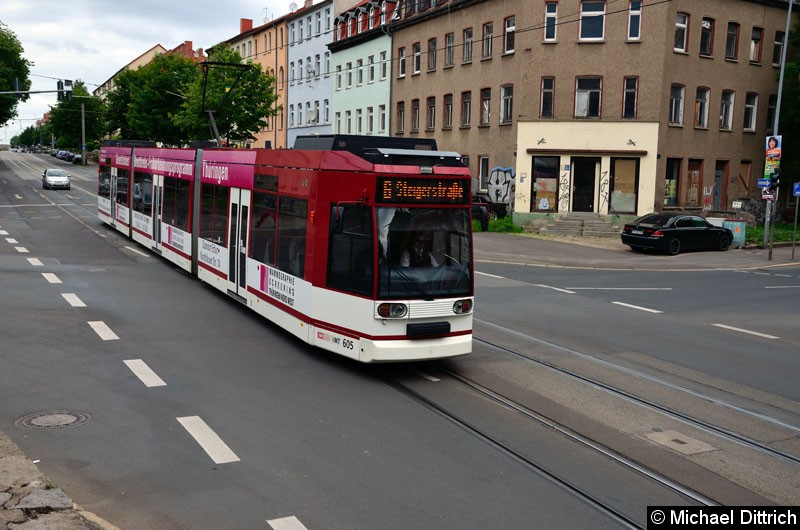 Bild: MGT6D/E 605 als Linie 6 auf der Kreuzung Bergstraße/Andreasstraße.