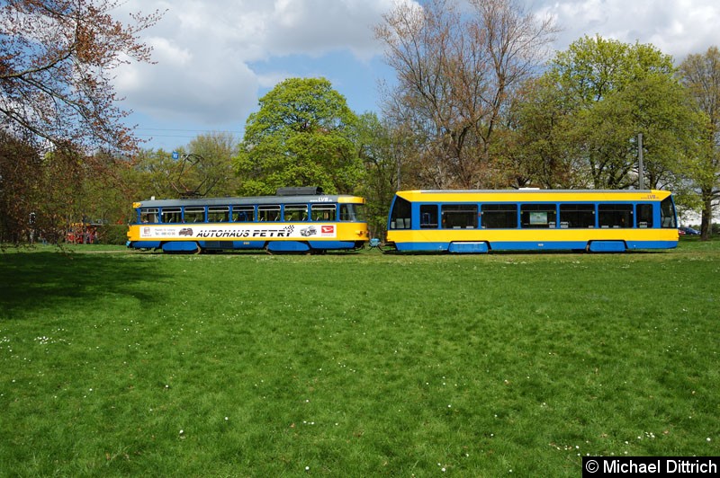 Bild: 2120 mit Beiwagen 926 in der Wendschleife Naunhofer Str.