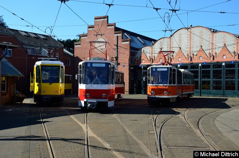 Bild: 5117 + 5563 (T6A2mod), 219 282-8 und 219 481-3 vor den Hallen des Betriebshof Köpenick.