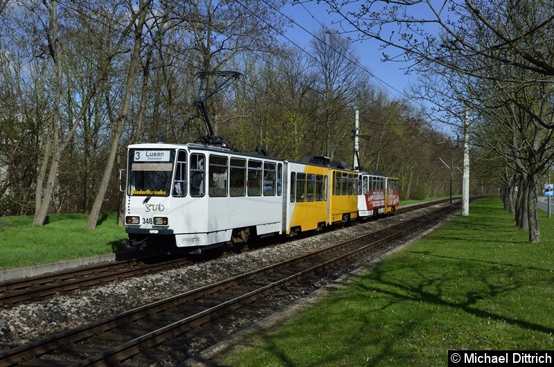 Bild: 348 + 314 erreichen als Linie 3 die Endstelle Lusan, Zeulsdorf.