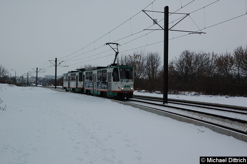 Bild: 1280 + 1281 als Linie 3 auf dem Weg nach Reform zwischen den Haltestellen Bördepark-Ost und Reform.