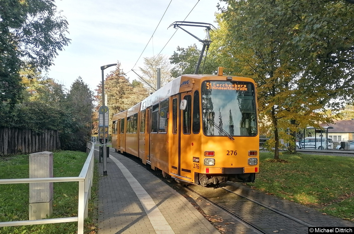 Bild: Wagen 276 als Linie 51 in seiner Endstelle Finthen, Poststraße.