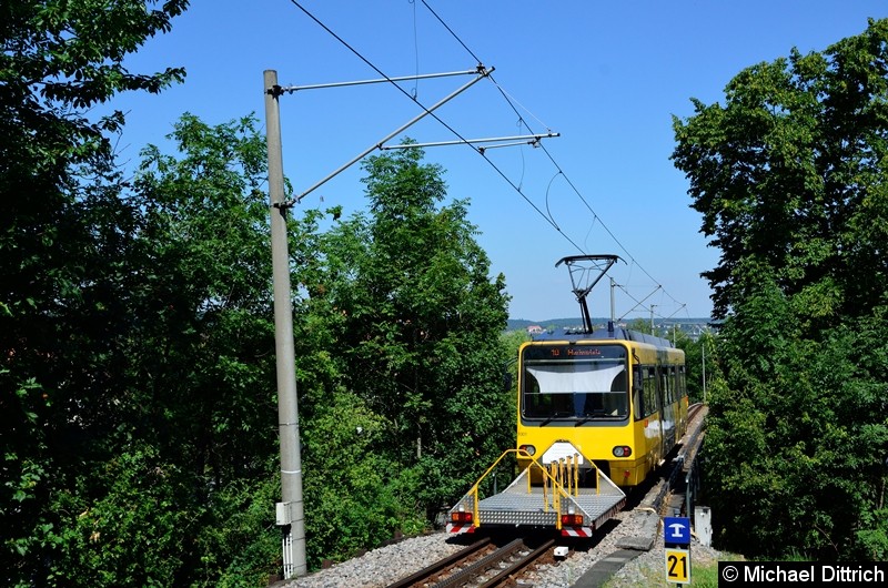 Bild: Zahnradbahn 1001 zwischen den Haltestellen Nägelestr. und Haigst.