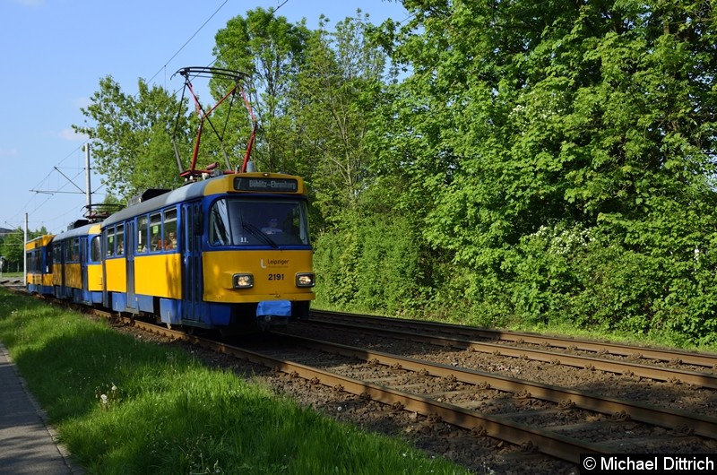 2191 + 2192 + 941 als Linie 7 zwischen den Haltestellen Am Vorwerk und Strabf. Paunsdorf.
