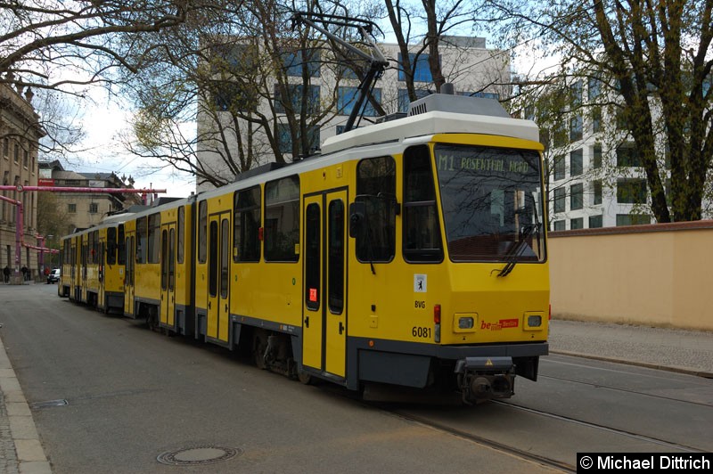 Bild: 6081 + 6007 als Linie M1 an der Haltestelle Am Kupfergraben.