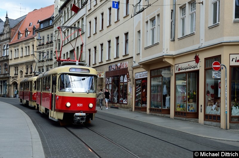 Bild: 931 + 901 als Linie 9E zwischen den Haltestellen Marktplatz und Franckeplatz.